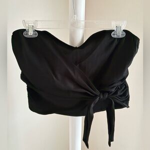 (NEW) Express Black Cropped Tie Top — Size L